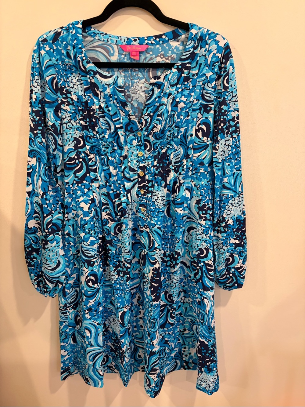 Lilly Pulitzer Blue Abstract Dress Size M